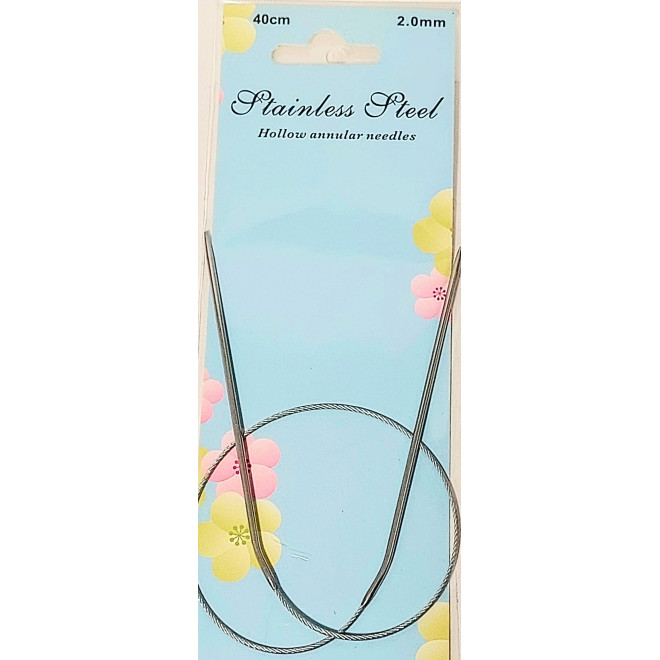 Спицы для вязания круговые металлические на тросике. Размер: 40 см. Диаметр: 10 мм 