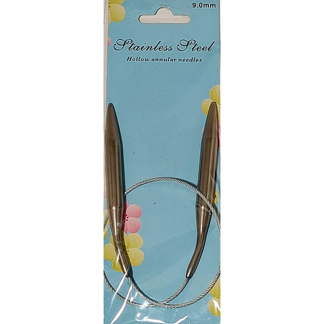 Спицы для вязания круговые металлические на тросике. Длина: 40 см. Диаметр: 9.0 мм