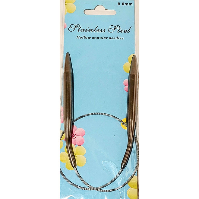 Спицы для вязания круговые металлические на тросике. Длина: 40 см. Диаметр: 8.0 мм