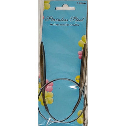 Спицы для вязания круговые металлические на тросике. Длина: 40 см. Диаметр: 7.0 мм 