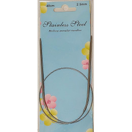 Спицы для вязания круговые металлические на тросике. Длина: 40 см. Диаметр: 2.5 мм 