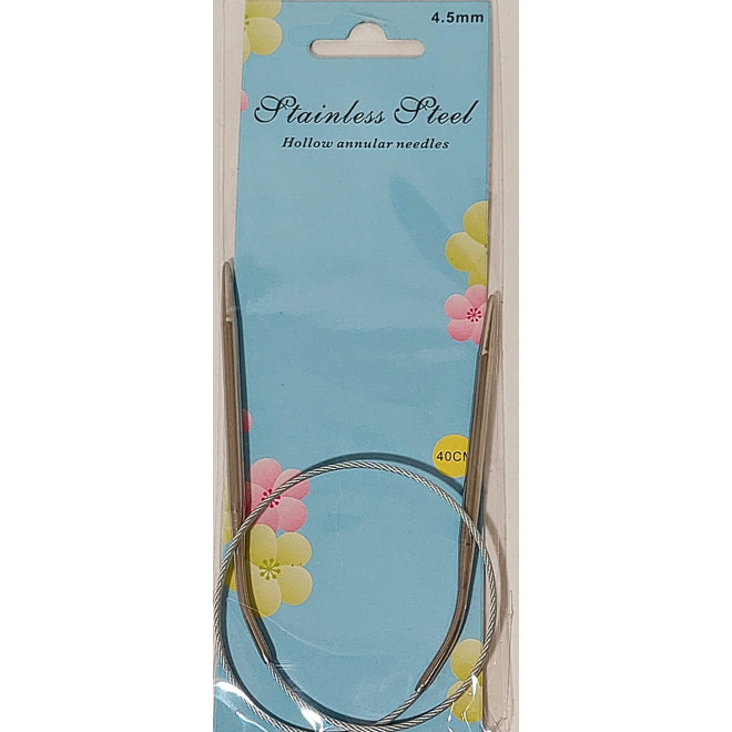 Спицы для вязания круговые металлические на тросике. Длина: 40 см. Диаметр: 4.5 мм