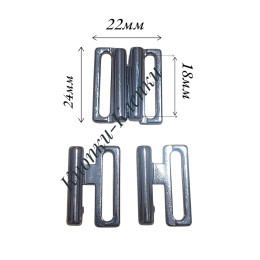 Застежка для купальника (уп. 10 пар) арт. ЗК-22/24мм, в/р 18мм никель