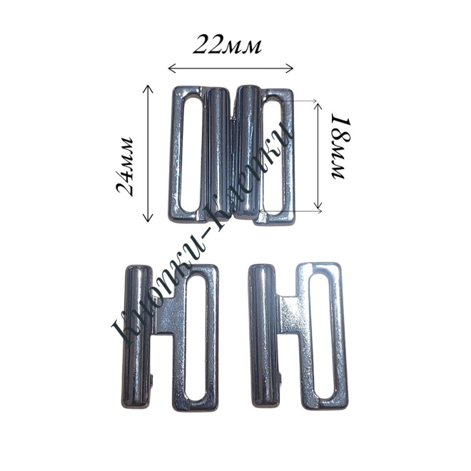 Застежка для купальника (уп. 10 пар) арт. ЗК-22/24мм, в/р 18мм никель