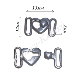 Застежка для купальника (уп. 10 пар) арт. ЗК-13/12 мм, в/р 8мм никель