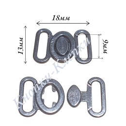 Застежка для купальника (уп. 10 пар) арт. ЗК-18/13 мм, в/р 9мм никель