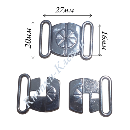 Застежка для купальника (уп. 10 пар) арт. ЗК-27/20мм, в/р 16мм никель