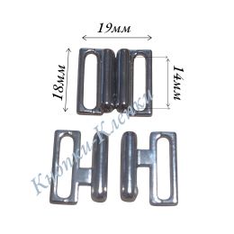 Застежка для купальника (уп. 10 пар) арт. ЗК-19/18 мм, в/р 14мм никель