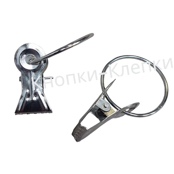 Зажим для штор с кольцом металлический. Цвет: серебро. Количество в упаковке: 100 шт.