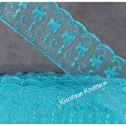Кружево капрон, ширина 7 см (уп. 10 ярд.) цвет бирюза