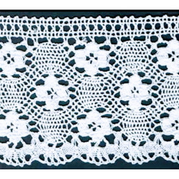 Кружево хлопок 125мм -рис.038 белый -рулон 12.5м.