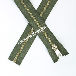 Молния металлическая "ТИТАН" шлифованный №5-1 замок "ЗОЛОТО"- 80см-328 хаки 