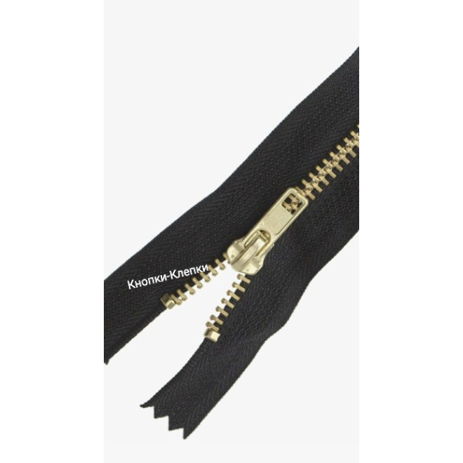 Молния ДЖИНСОВАЯ (автомат) Т-4 (12см)- №322 черный(латунь) /уп.5шт.