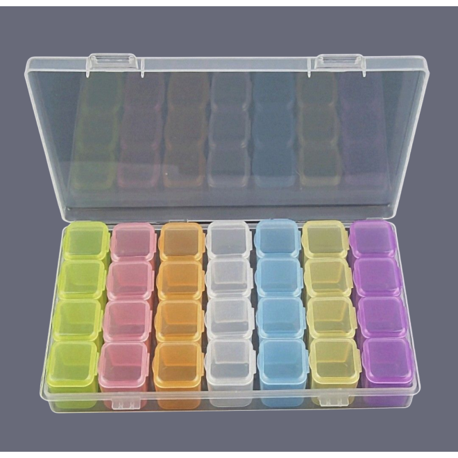 Органайзер с пеналами для бисера (28 ячеек) цветной